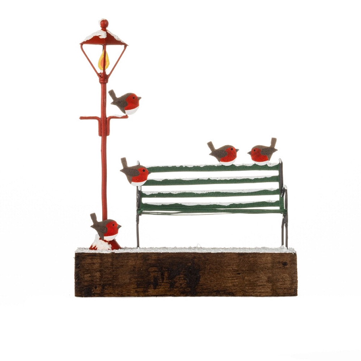 Shoeless Joe 14cm Robins on a Bench Ornament