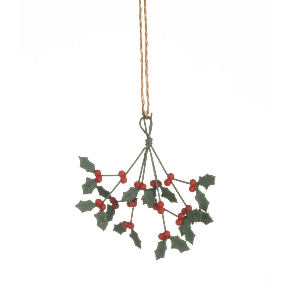 Shoeless Joe Bunch of Holly Metal Hanging Decoration
