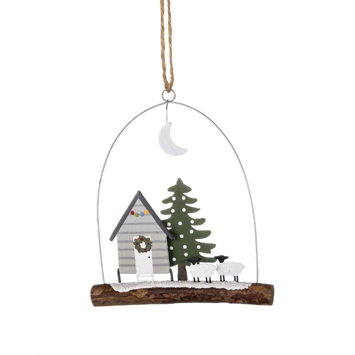 Shoeless Joe Shepherds Hut Snowy Scene Hanging Decoration