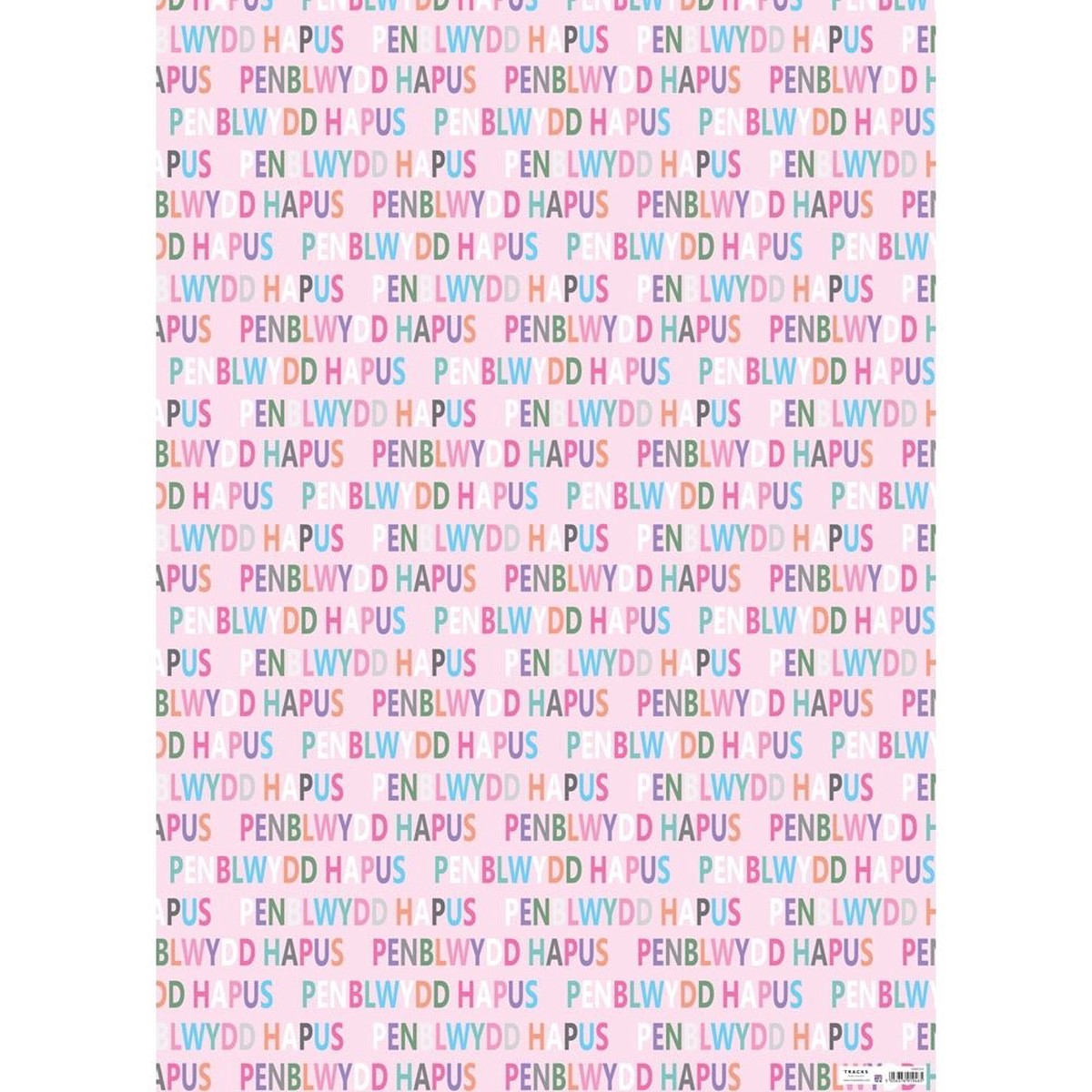 Tracks Publishing Pink Penblwydd Hapus Welsh Gift Wrap