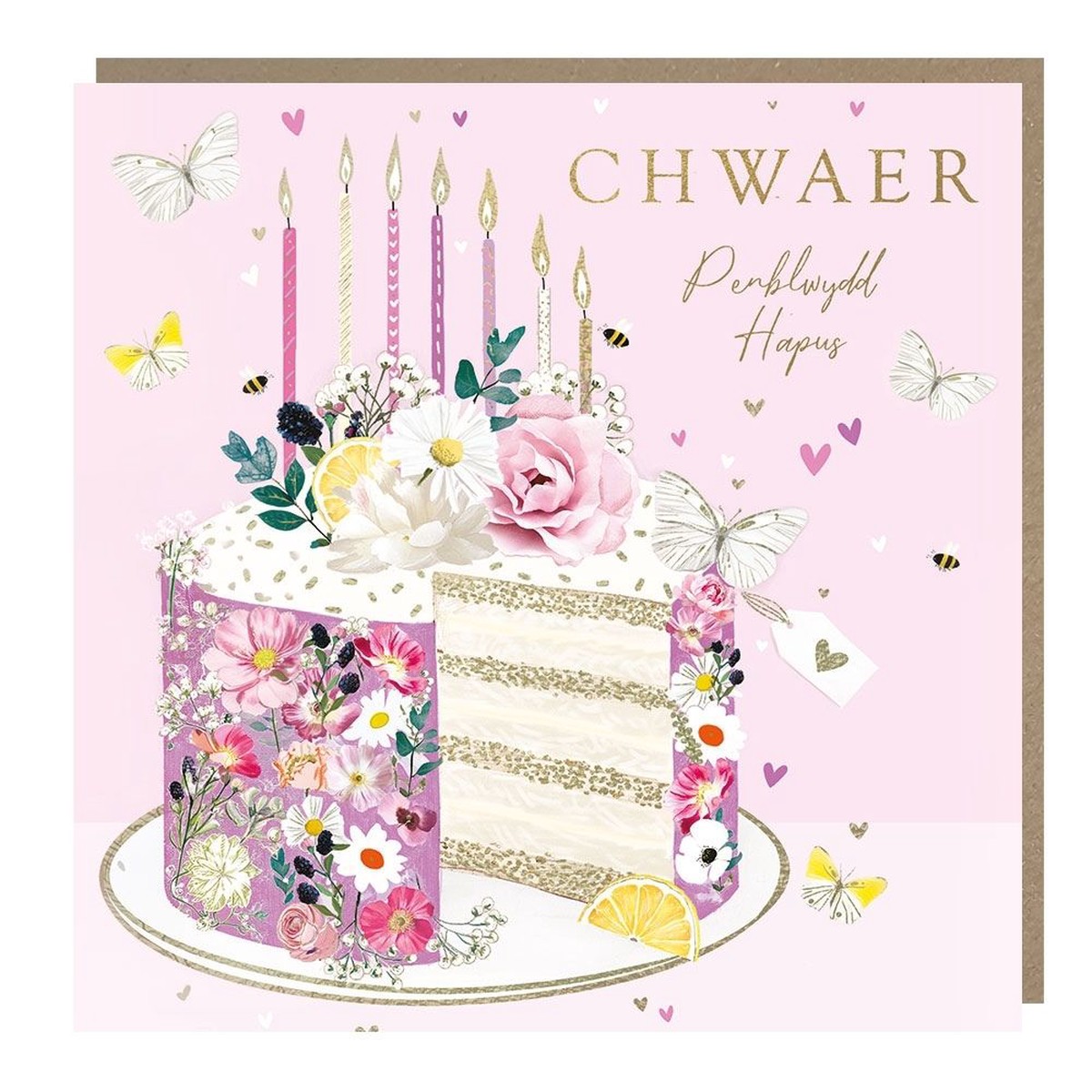Tracks Publishing Sister Floral Cake Welsh Birthday Card