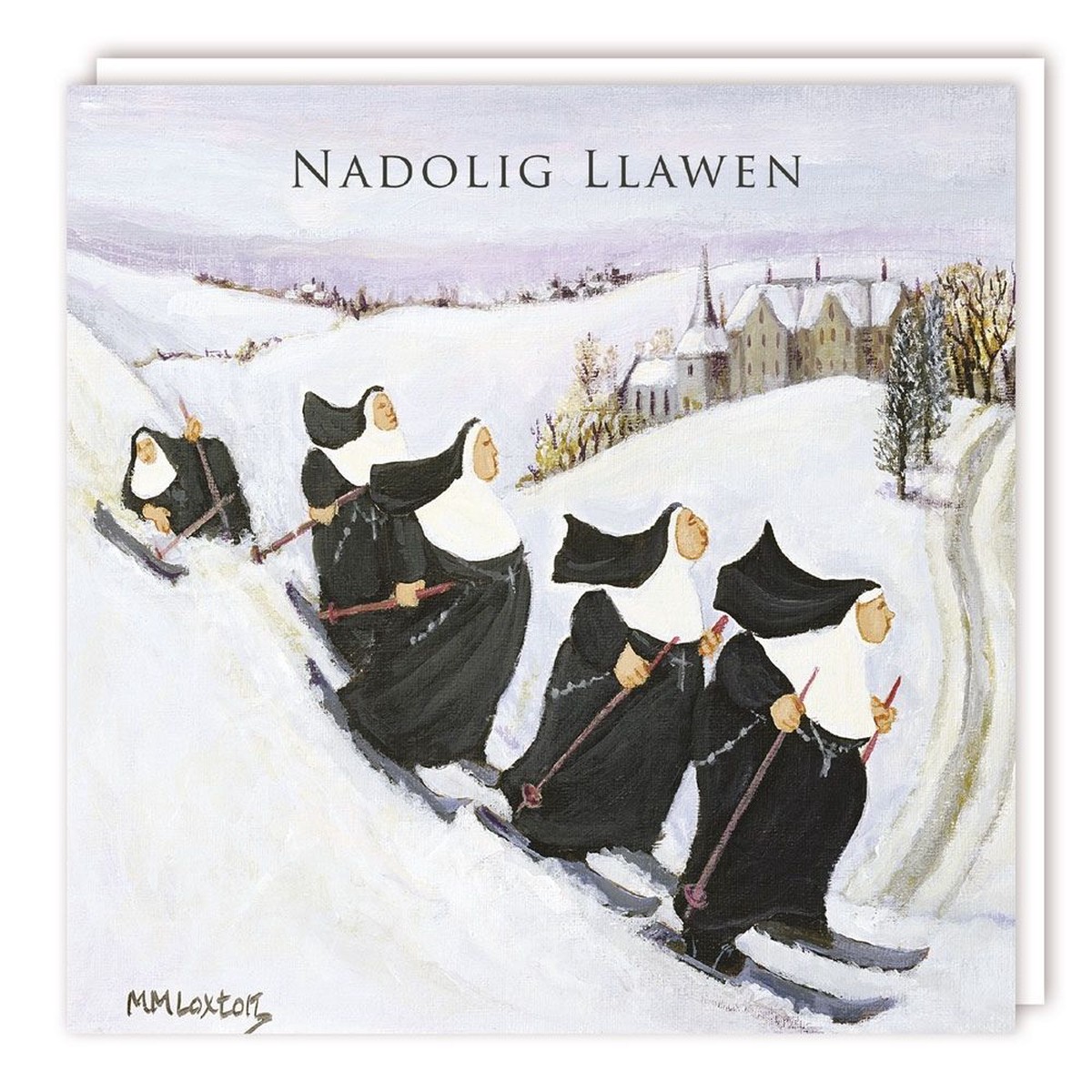 Tracks Publishing Skiing Nuns Welsh Christmas Card