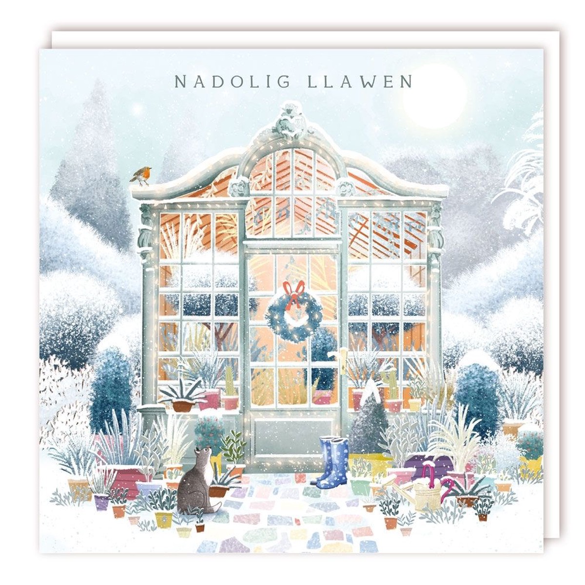 Tracks Publishing Snowy Greenhouse Welsh Christmas Cards - (Choice of 10)