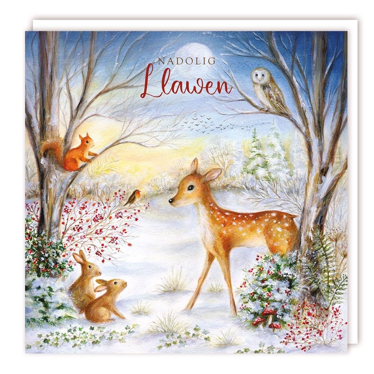 Tracks Publishing Woodland Gathering Welsh Christmas Cards - (Pack of 10)