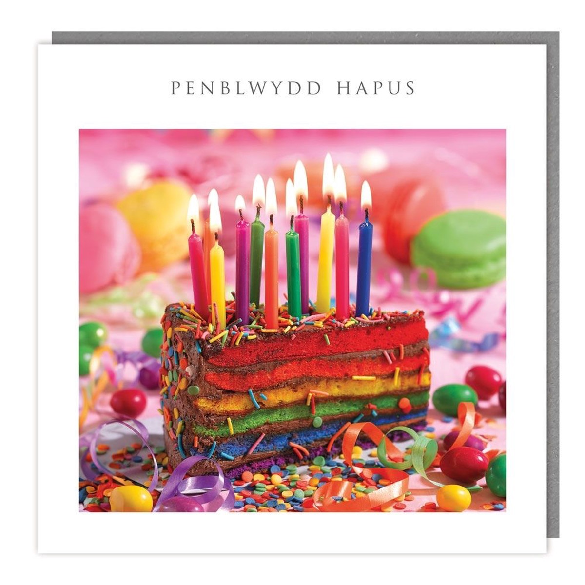 Tracks Publishing Rainbow Cake Welsh Birthday Card