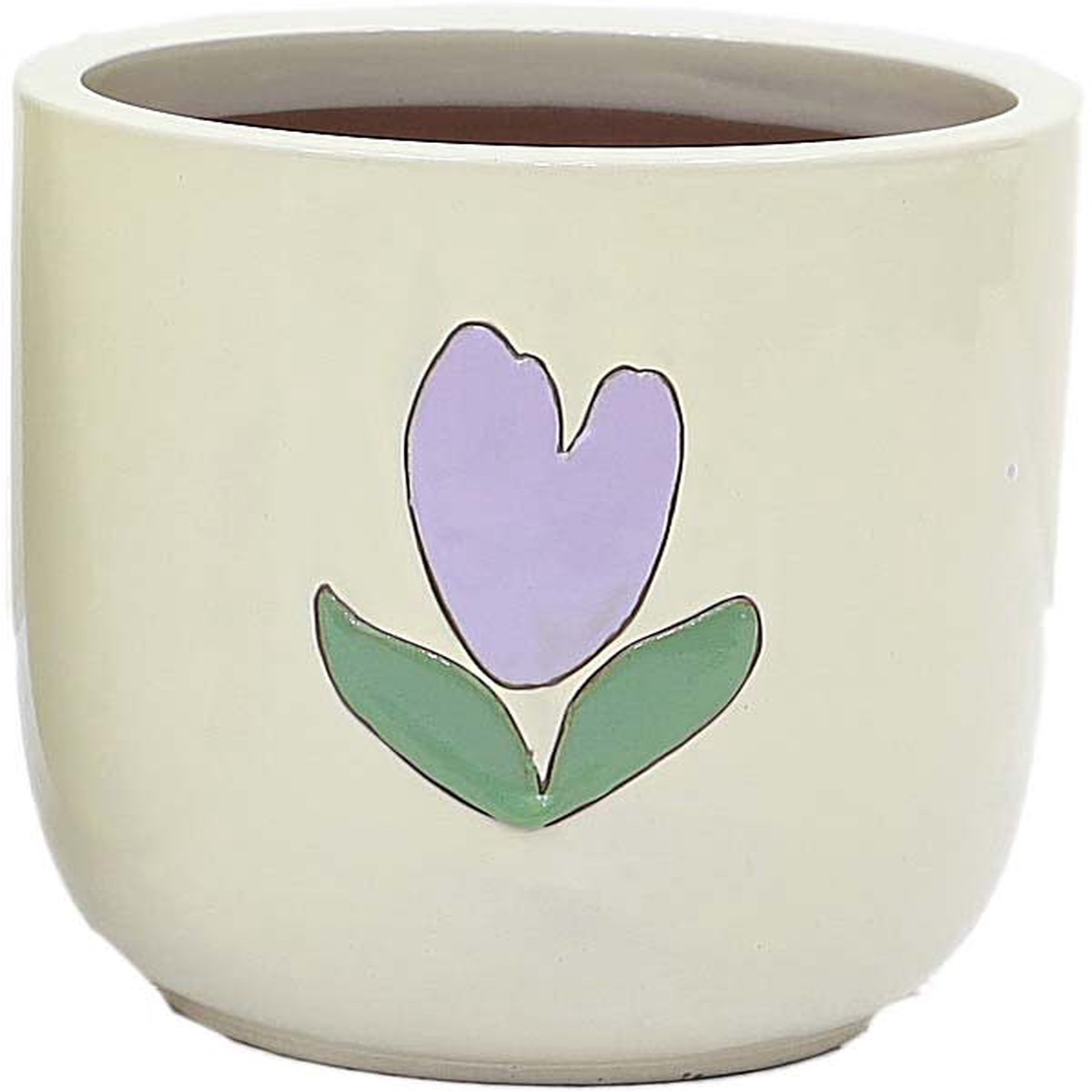 Woodlodge 21cm Yellow Emma Purple Flower Pot - YEMPLFL21