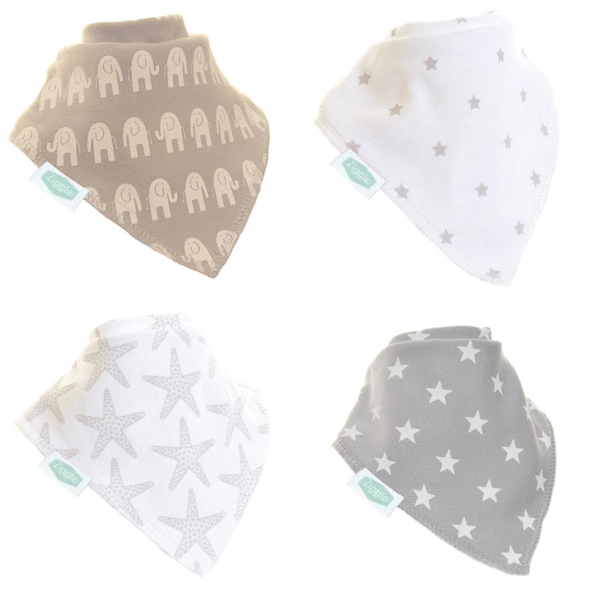 Ziggle Baby Grey and White Bib Set