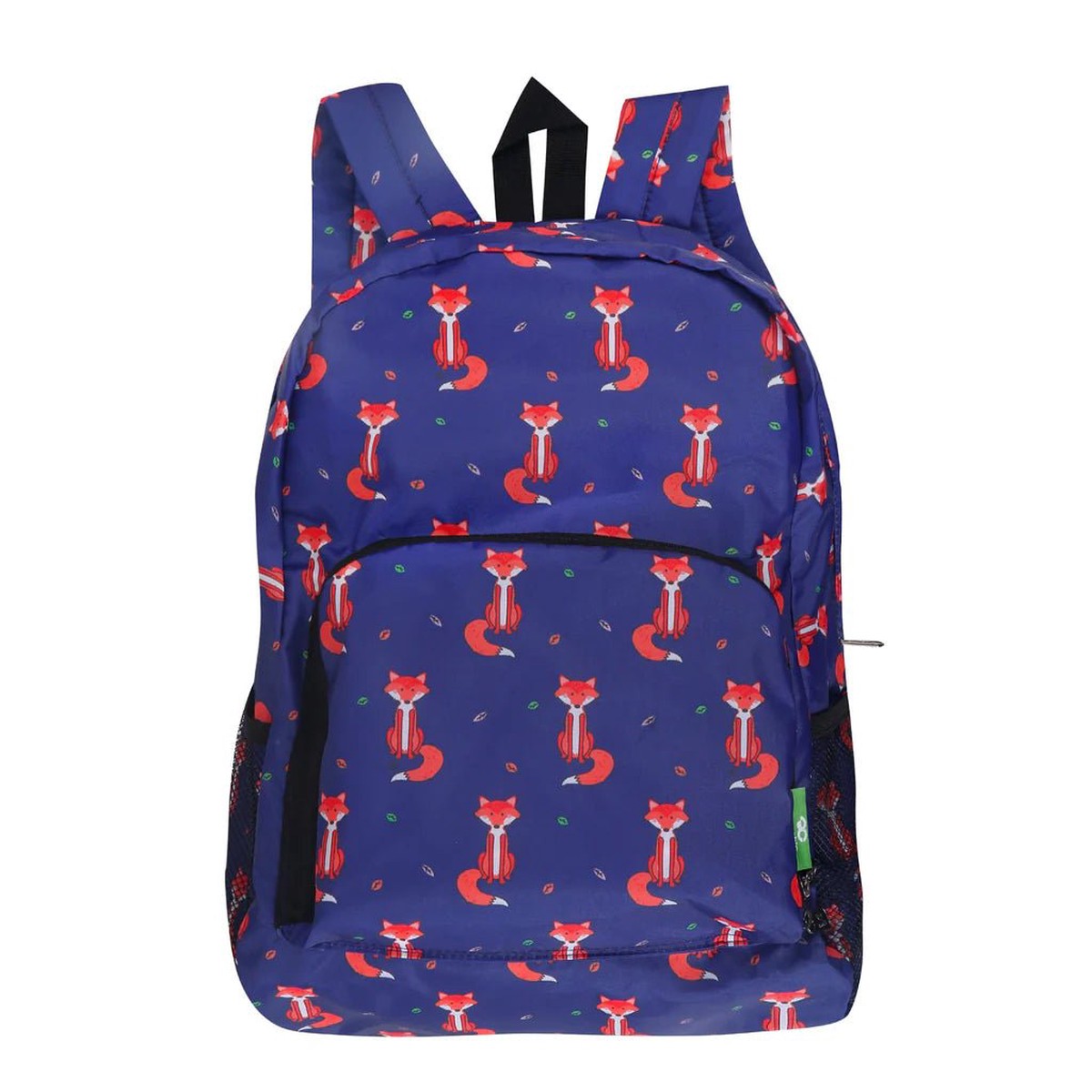 Eco Chic Lightweight Foldable Backpack Foxes - Navy