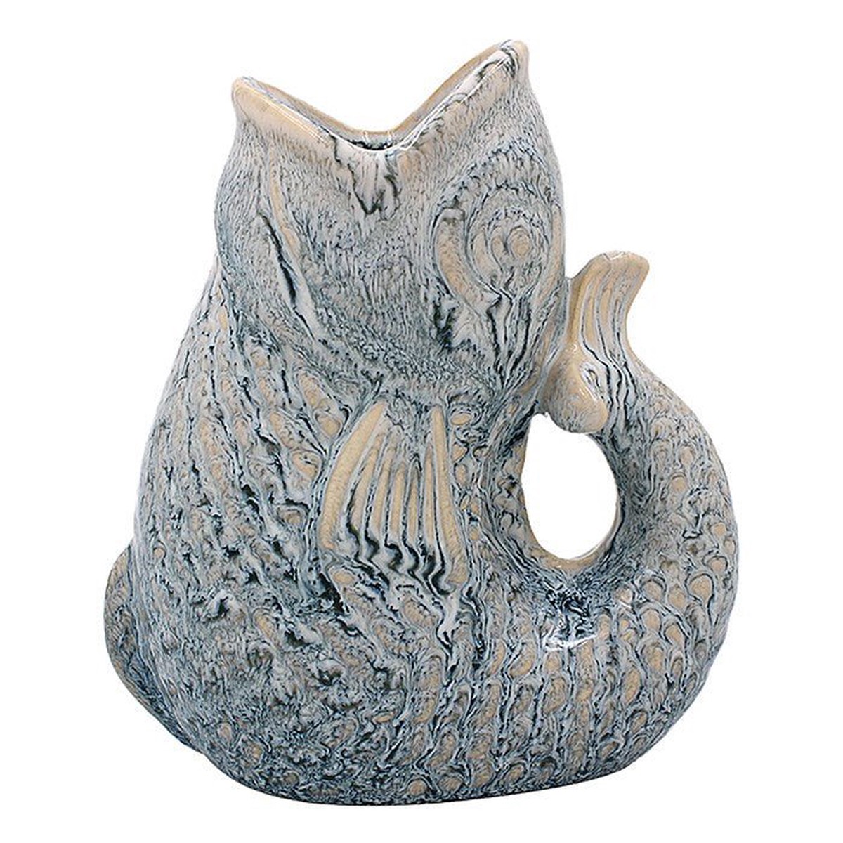 Joe Davies 17cm Blue Squat Lustre Fish Vase Jug - LP75148