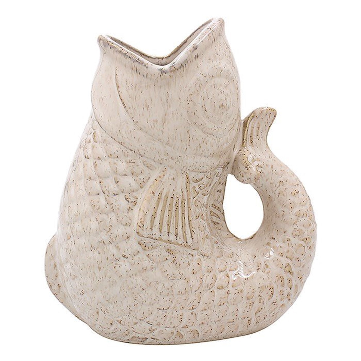 Joe Davies 17cm Cream Squat Lustre Fish Vase Jug - LP75149