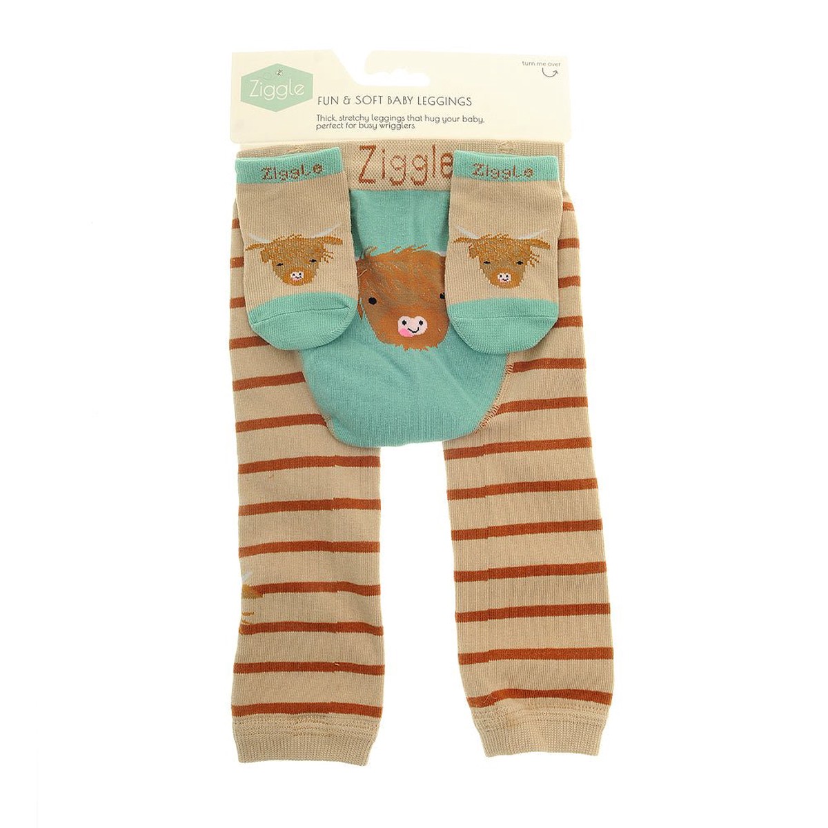 Ziggle Baby Highland Cow Leggings and Socks Set (0-6months)