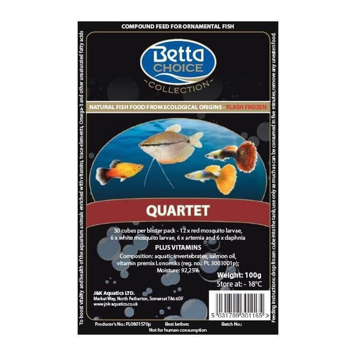 Betta Choice 100g Frozen Quartet