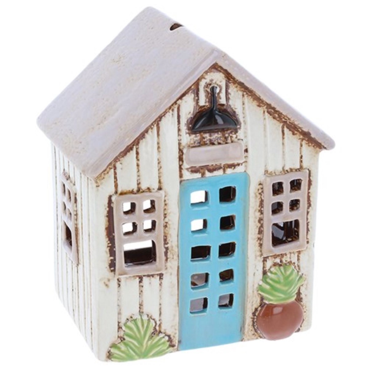 Joe Davies Village Pottery Cream Holiday House Tealight