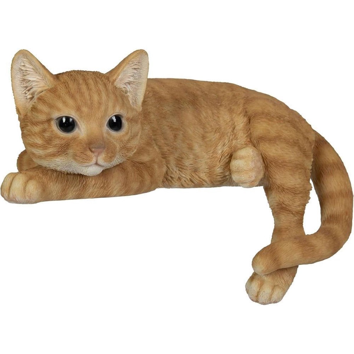 Vivid Arts24cm Real Life Small Laying Ginger Cat Garden Ornament