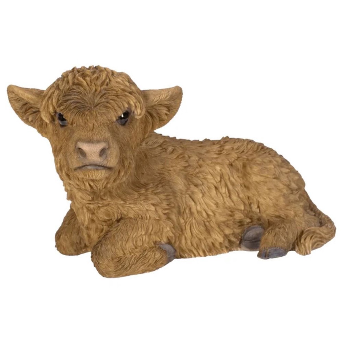 Vivid Arts 15cm Real Life Laying Highland Calf Garden Ornament