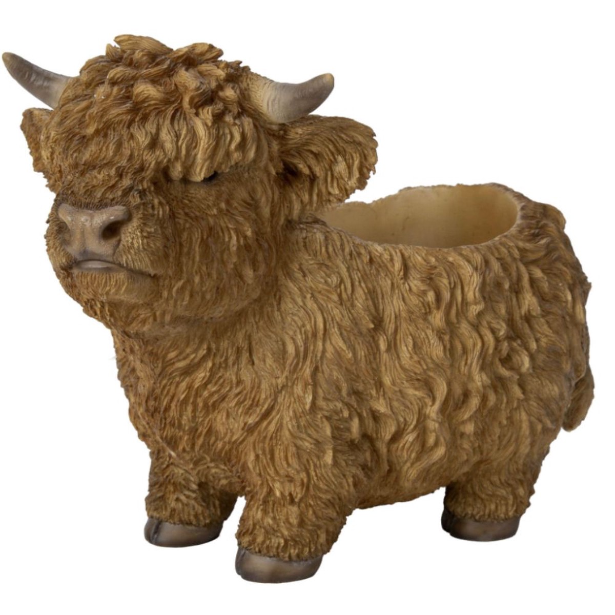 Vivid Arts 24cm Real Life Highland Cattle Cow Planter Garden Ornament