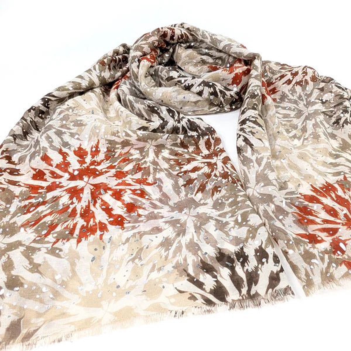 Black Ginger 180cm Flower Burst Scarf - Natural