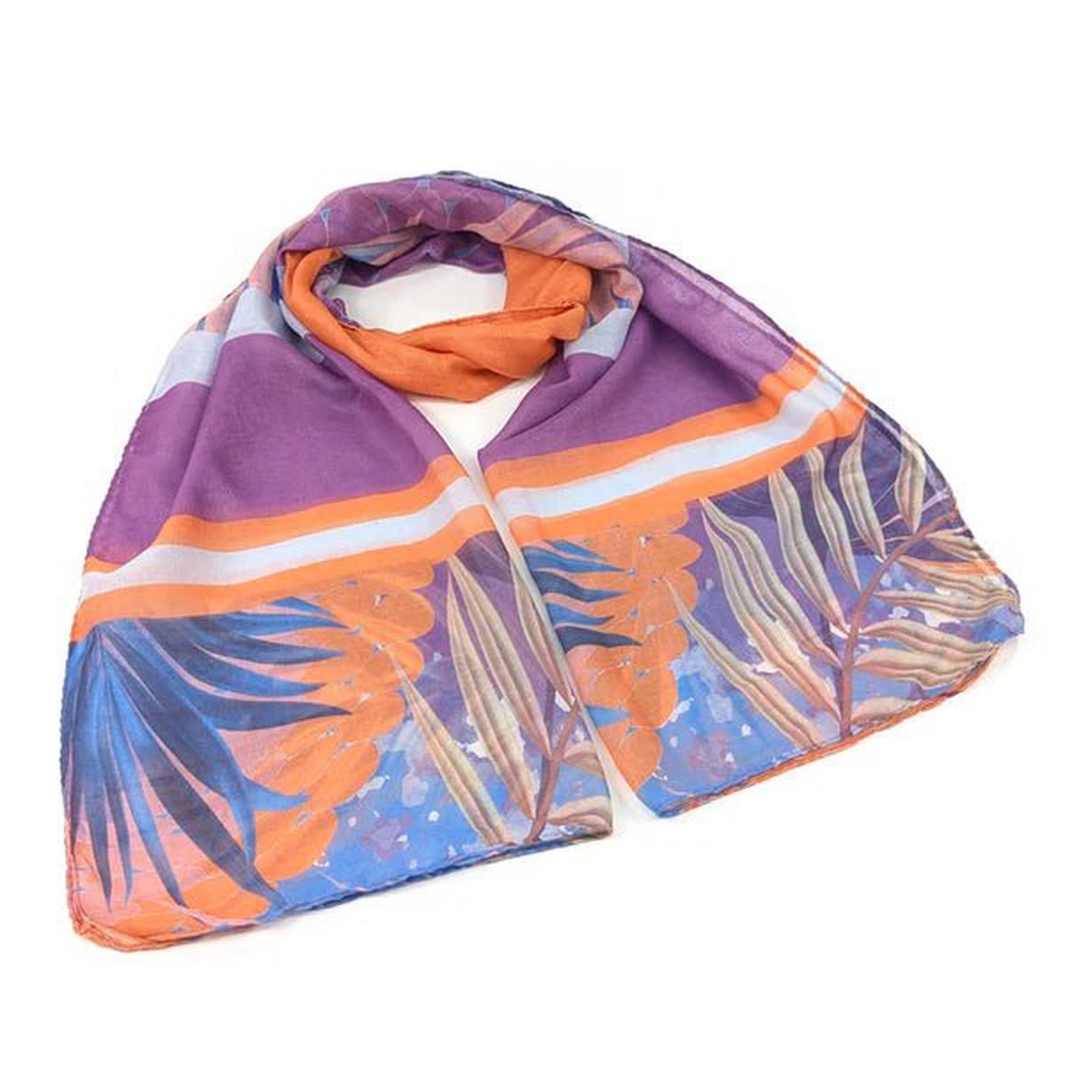 Black Ginger 180cm Tropical Block Colour Scarf - Purple