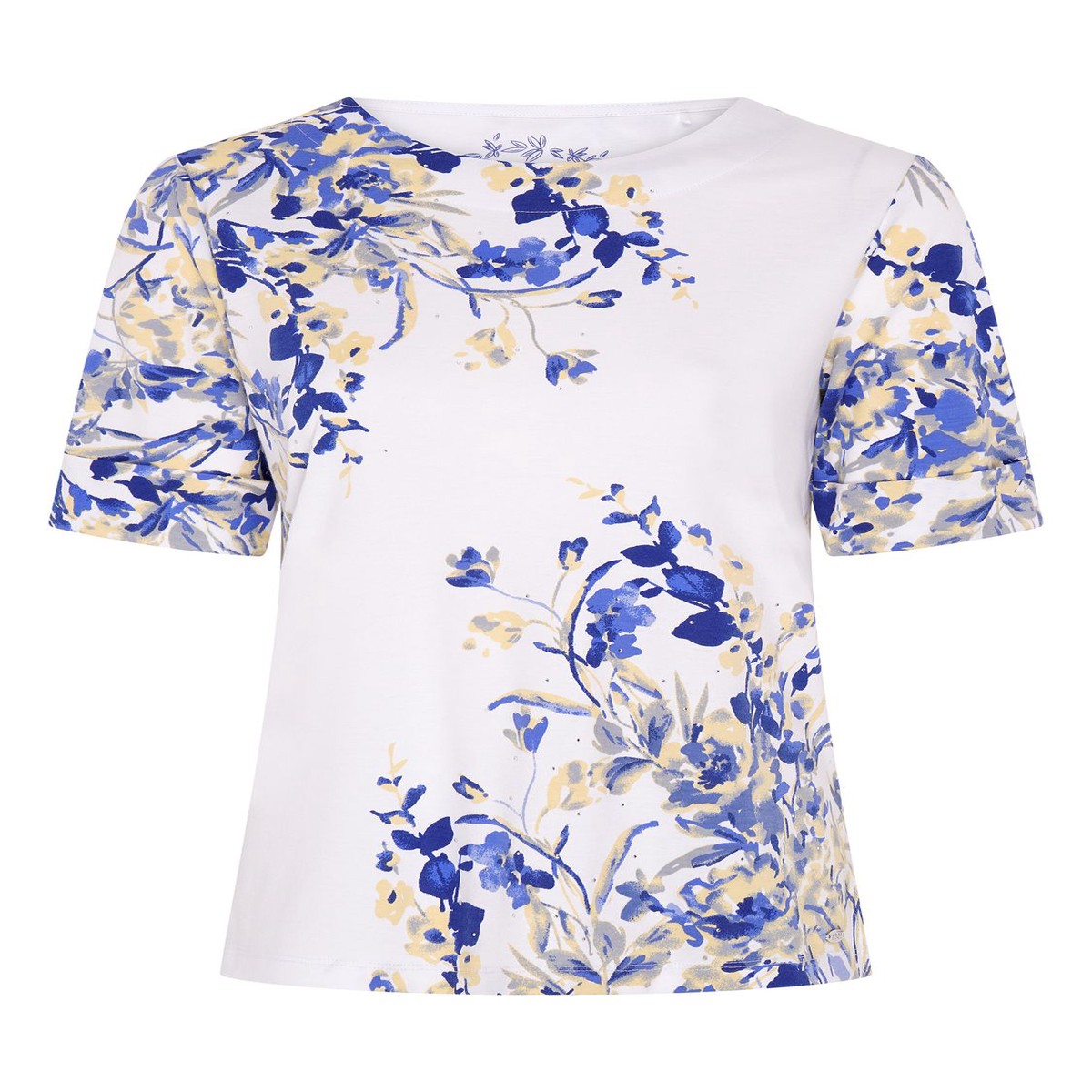 TIGI 10/12 White Floral Placement Print Top – T25-33C