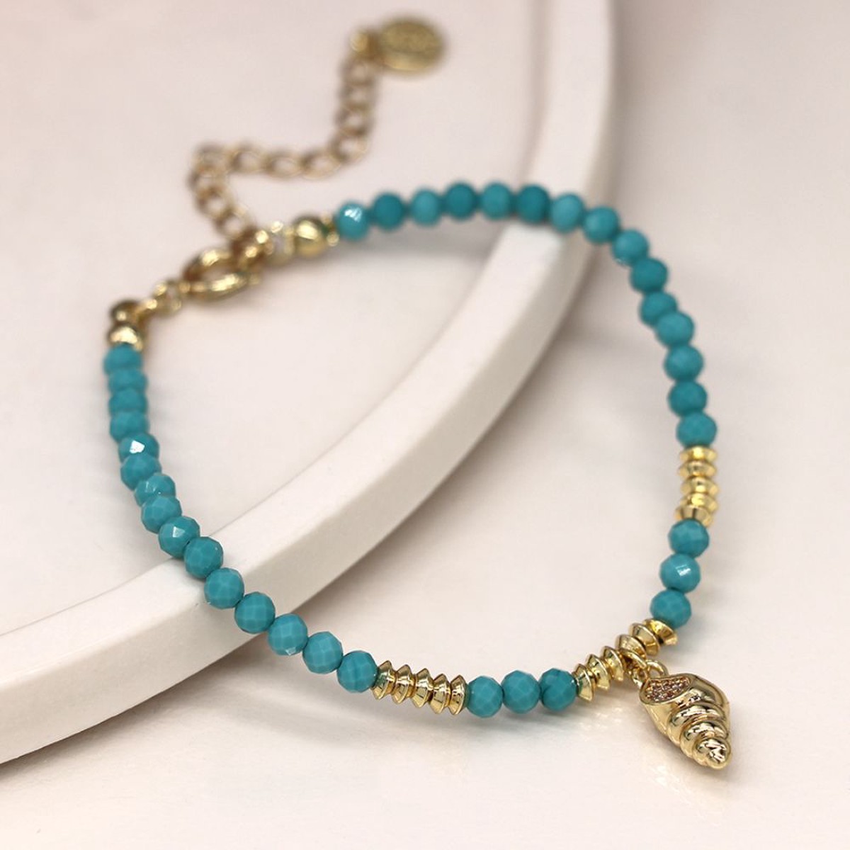 POM Golden Shell Charm Bead Bracelet