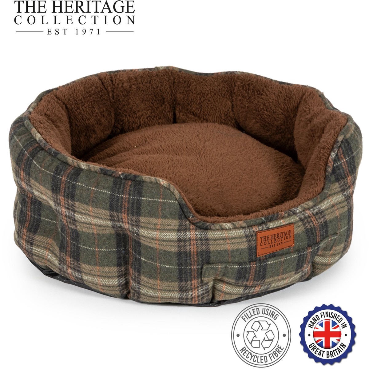 Ancol 70cm Green Check Dog Bed Heritage Collection