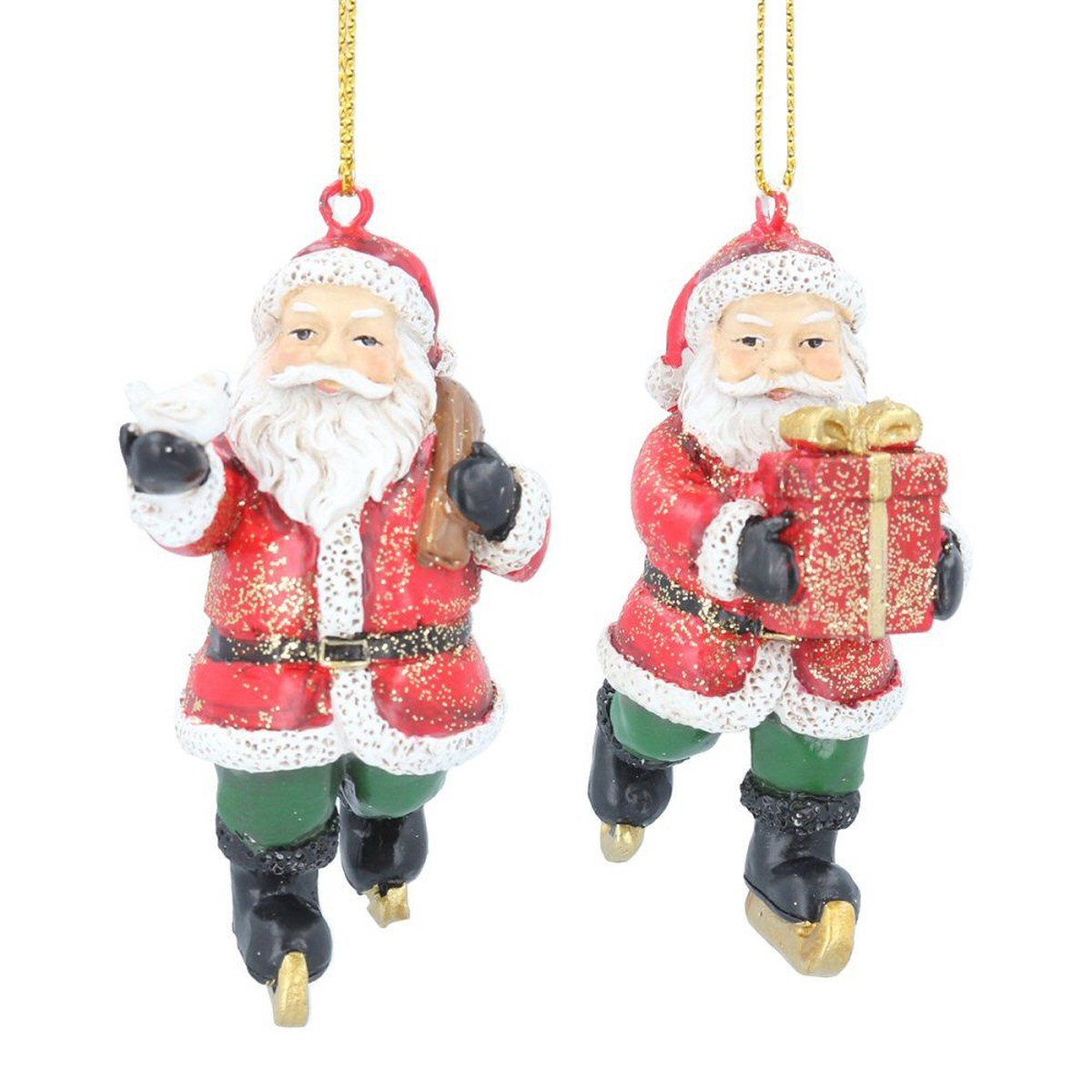 Gisela Graham 7cm Resin Skating Santa Decoration (Choice of 2)