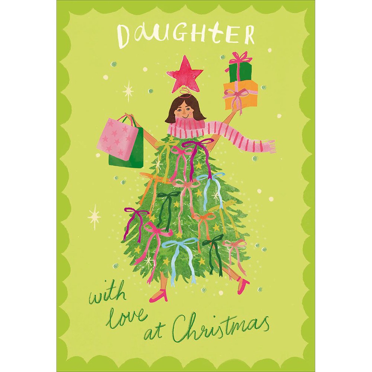Woodmansterne Daughter Girl in Tree Dress Christmas Card