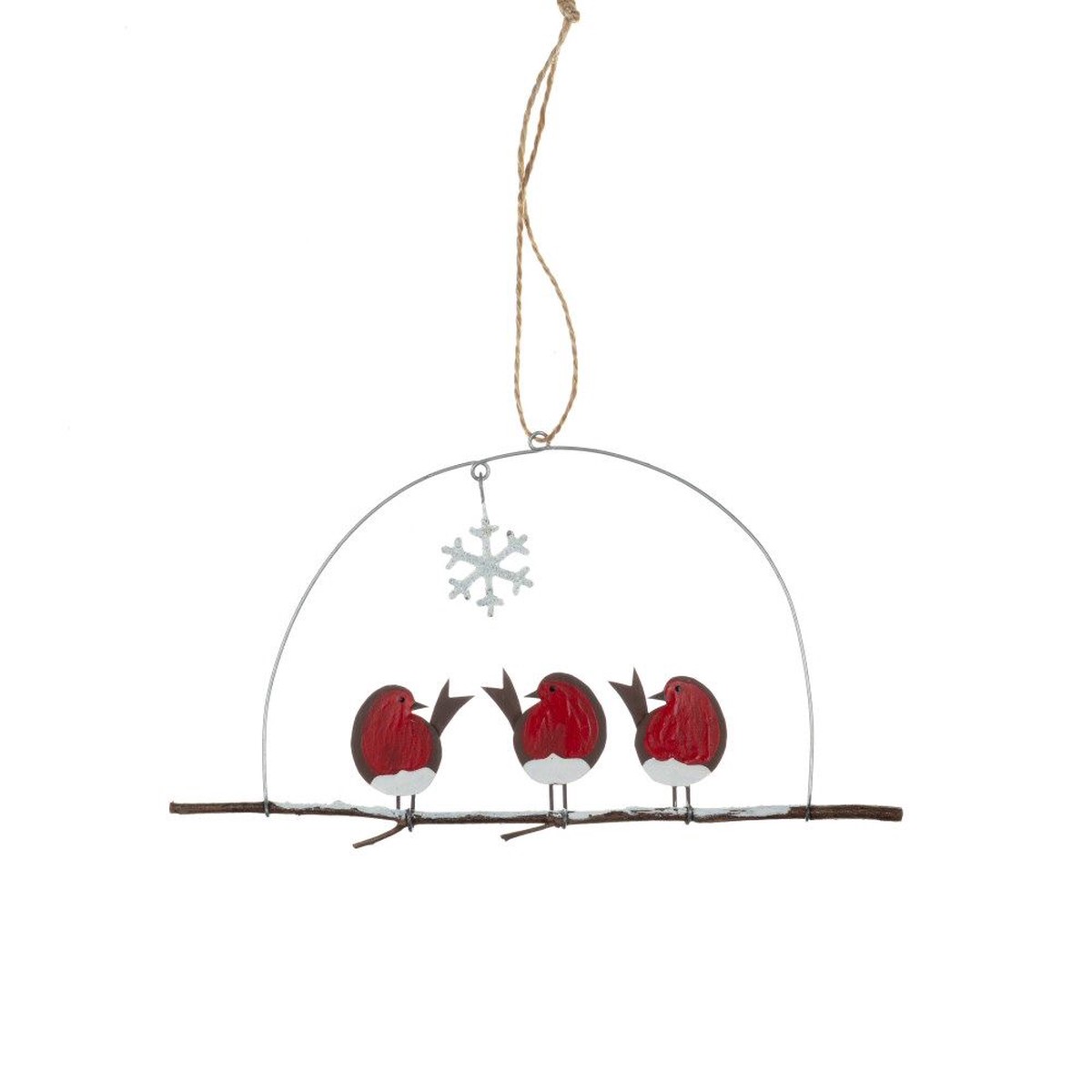 Shoeless Joe 16cm Three Robins on a Perch Decoration