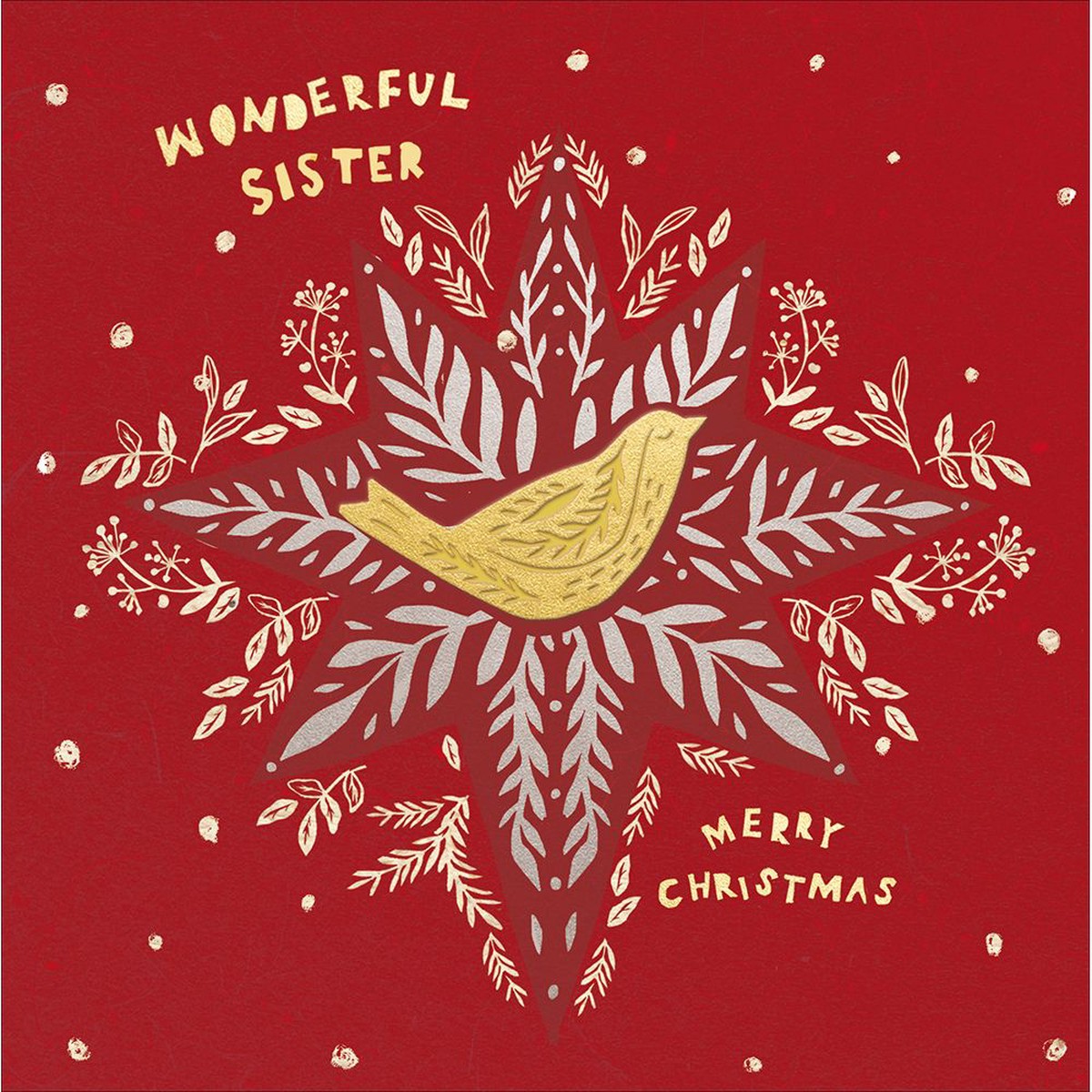 Woodmansterne Sister Golden Robin in Star Christmas Card