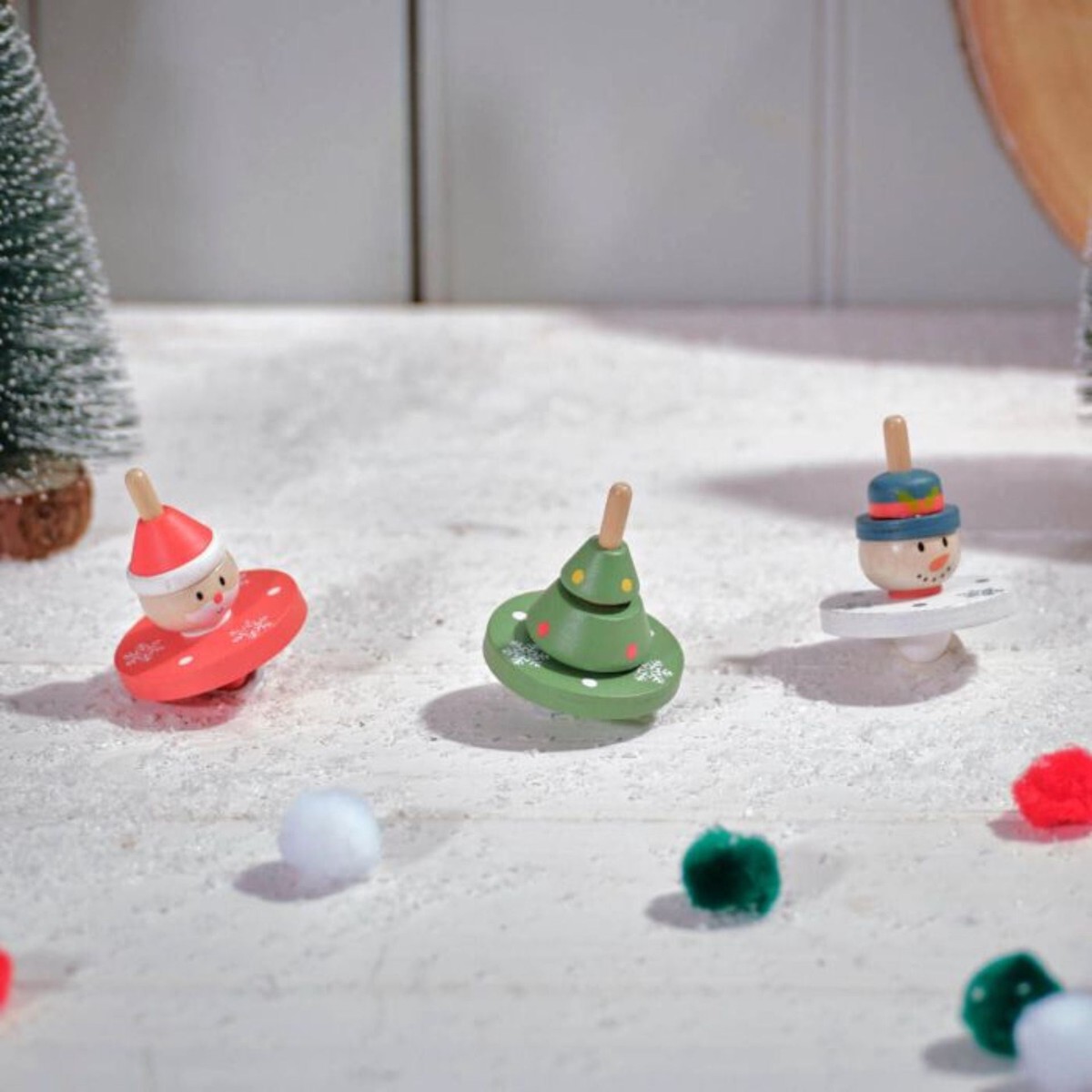 Richard Langs Christmas Wooden Spinning Top Toy (Choice of 3)