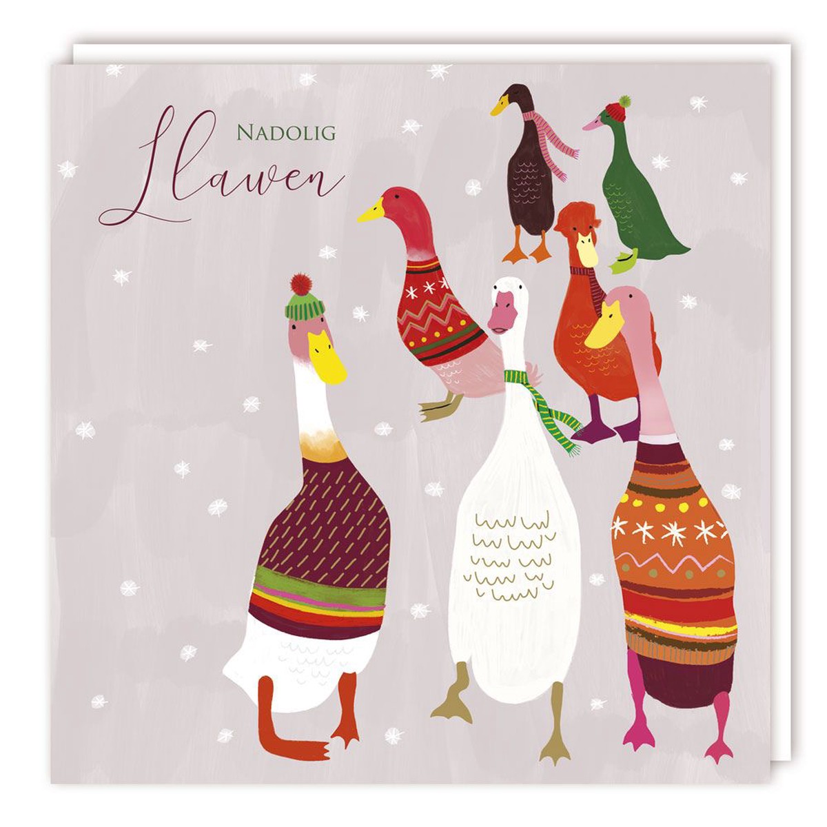 Tracks Publishing Ducks in Jumpers Welsh Christmas Card