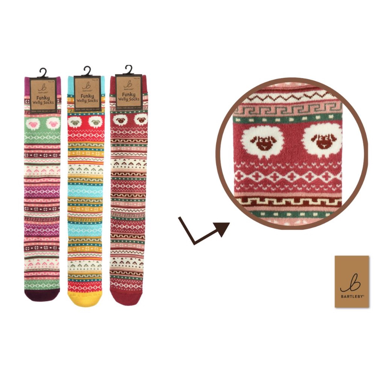 Bartleby Ladies Nordic Sheep Welly Socks (Choice of 3)