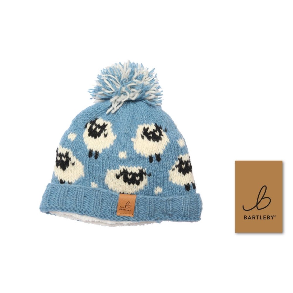 Bartleby Sheep Wool Knit Bobble Hat – Blue
