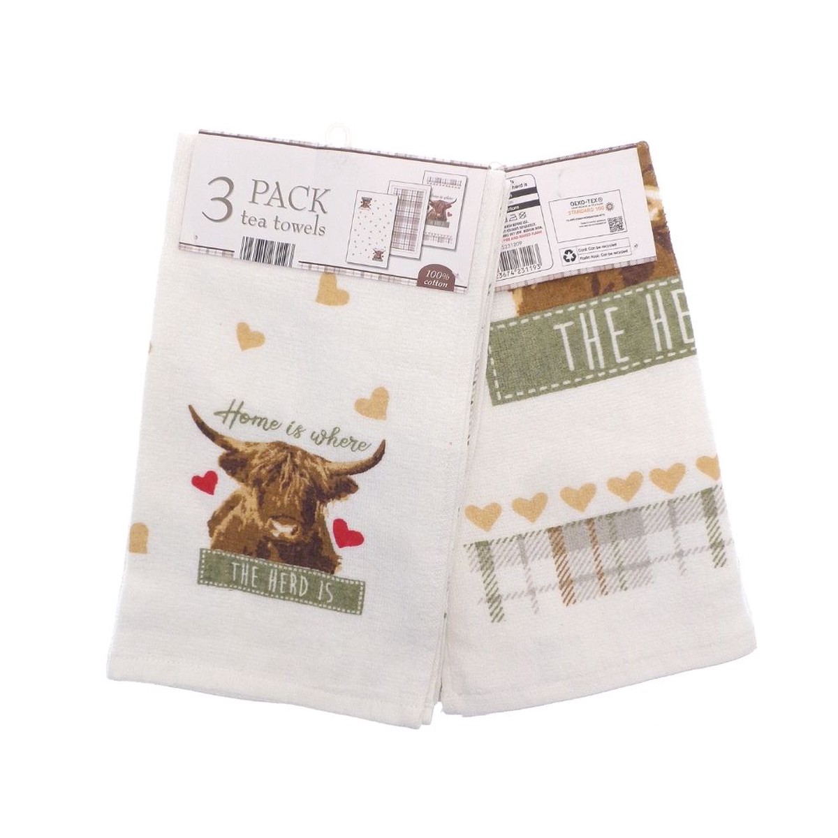 Otterdene Highland Cow Tea Towels - (Set of 3)
