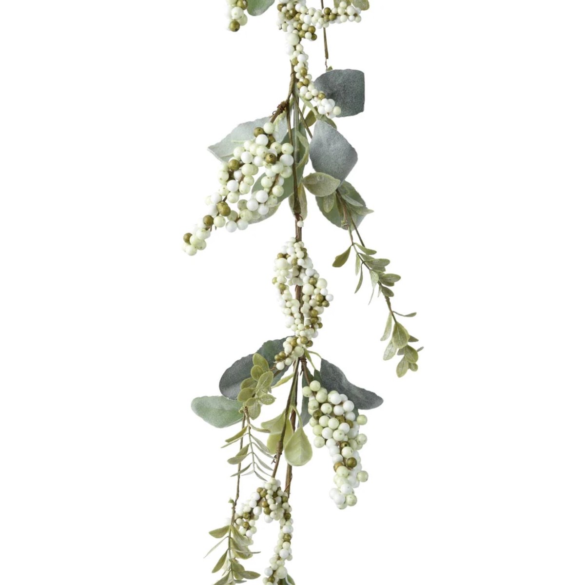 Decoris 1.3m Green Garland with Glitter & White Berries