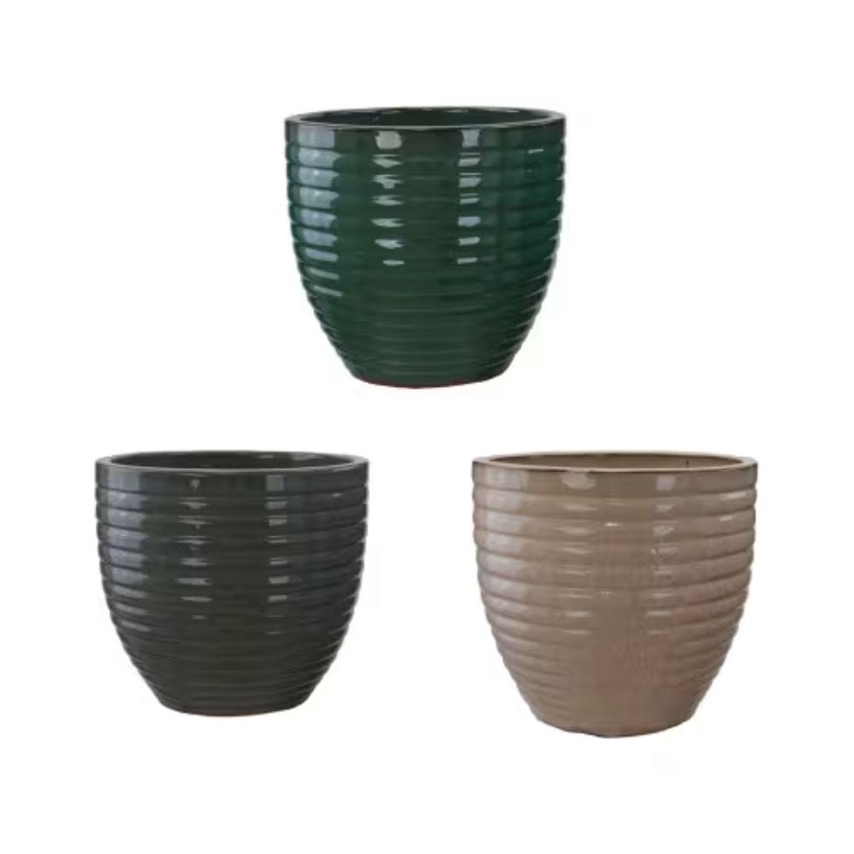 Woodlodge 37cm Estetelle Ribbed Glazed Pot – (Choice of 3)
