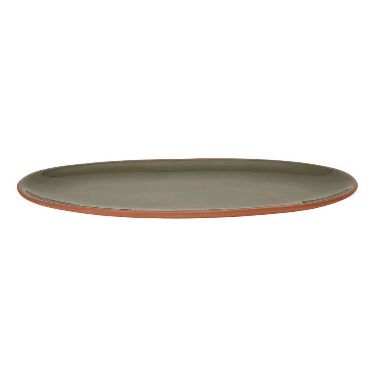 Dexam 48cm Sintra Glazed Terracotta Oval Serving Platter – Olive Green