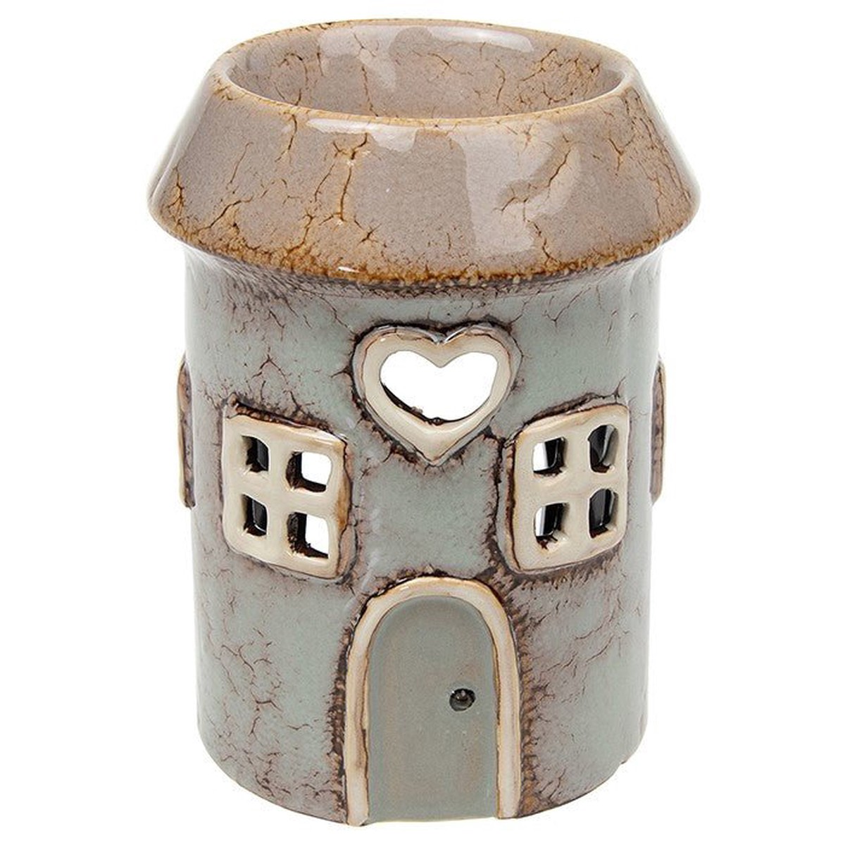 Village Pottery 14cm Round Heart House Wax Warmer – Grey
