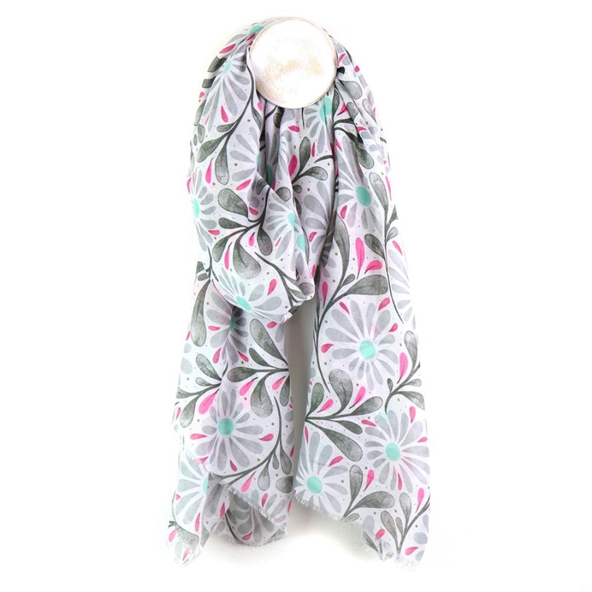 POM Lilac & Grey Daisy Print Scarf