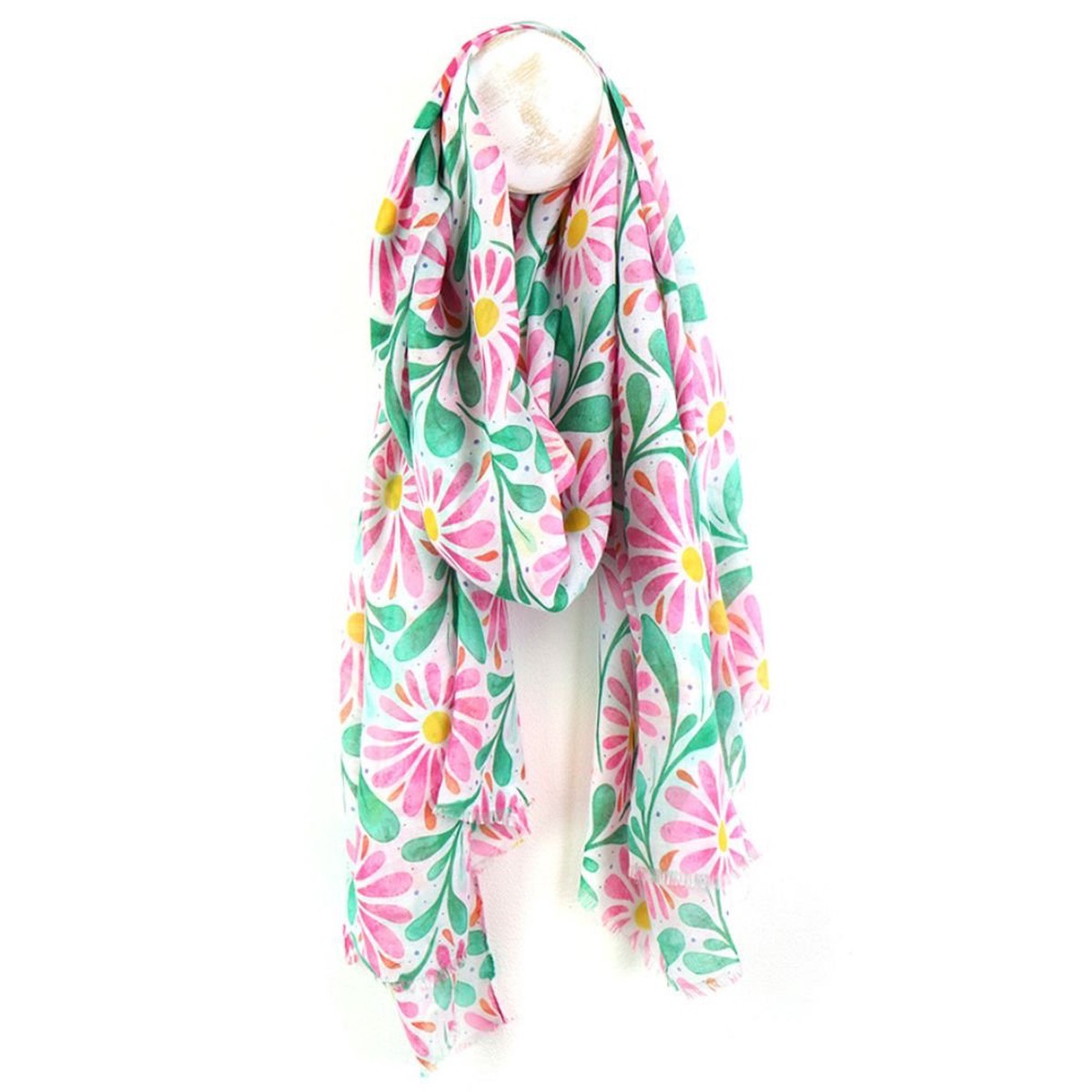 POM Pink & Jade Daisy Print Scarf