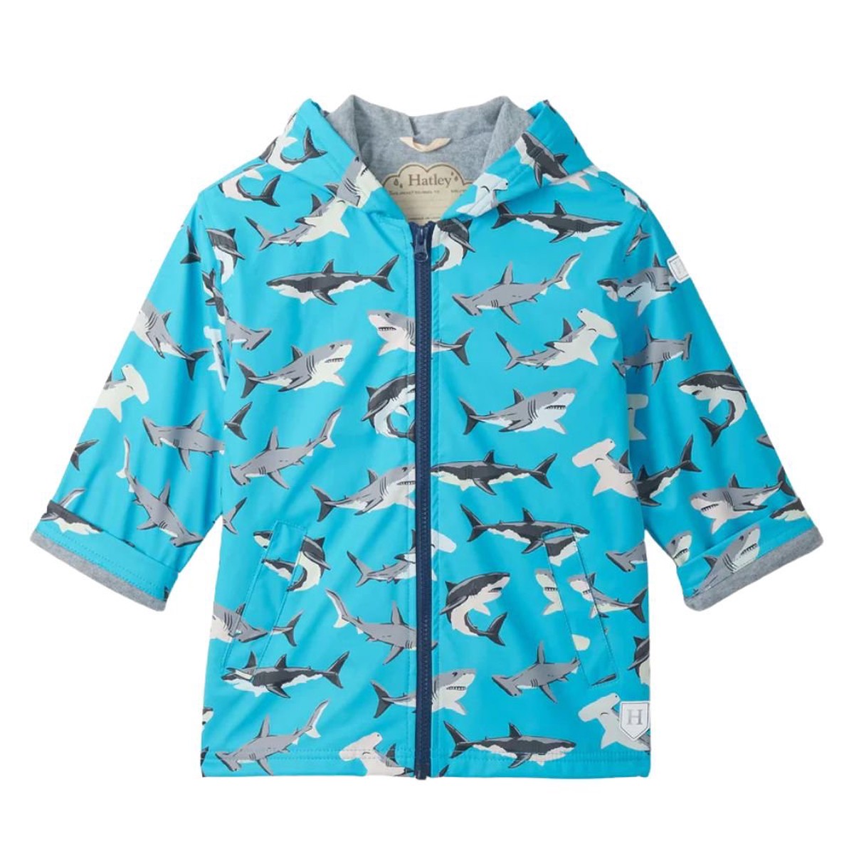 Hatley Colour Changing Shark Party Zip-Up Raincoat – Age 3