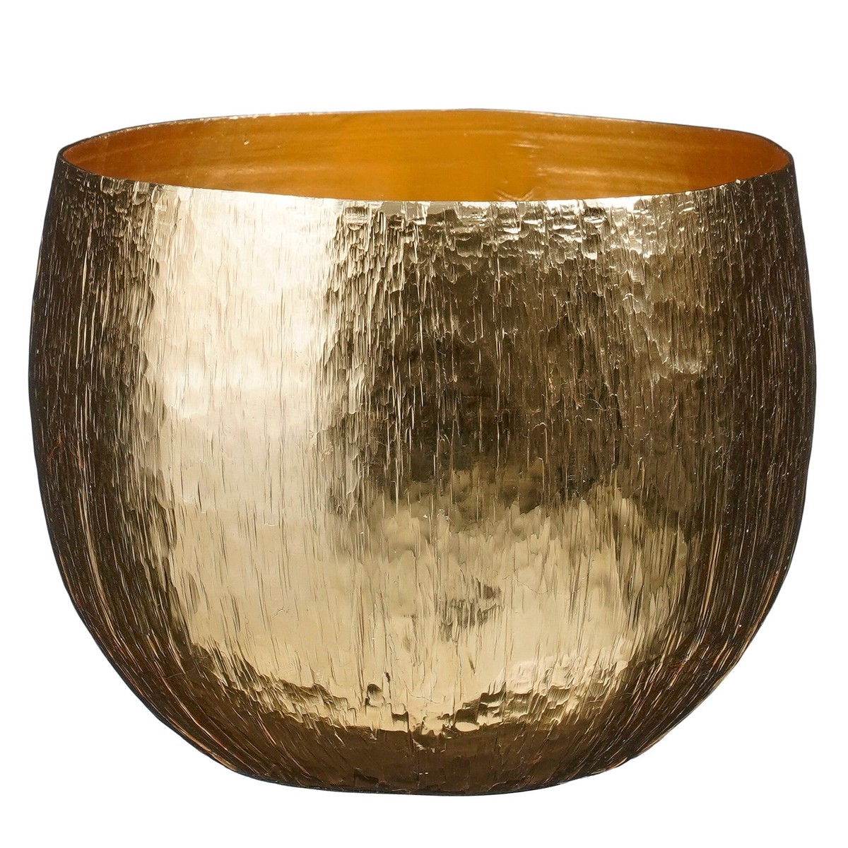 Mica Decorations 16cm Gold Metal House Pot