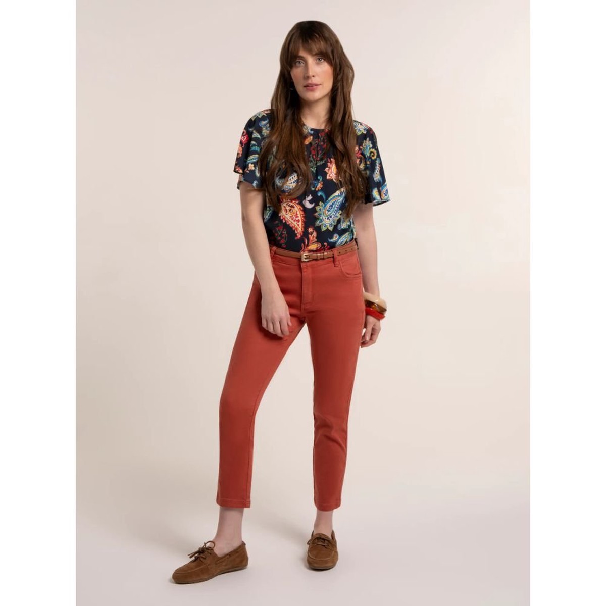 Brakeburn Doa Paisley Blouse Top – Navy