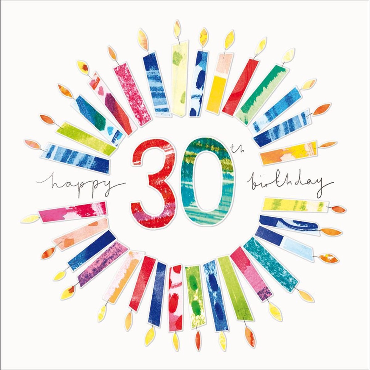 Woodmansterne 30th Colourful Kaleidoscope Candles Birthday Card