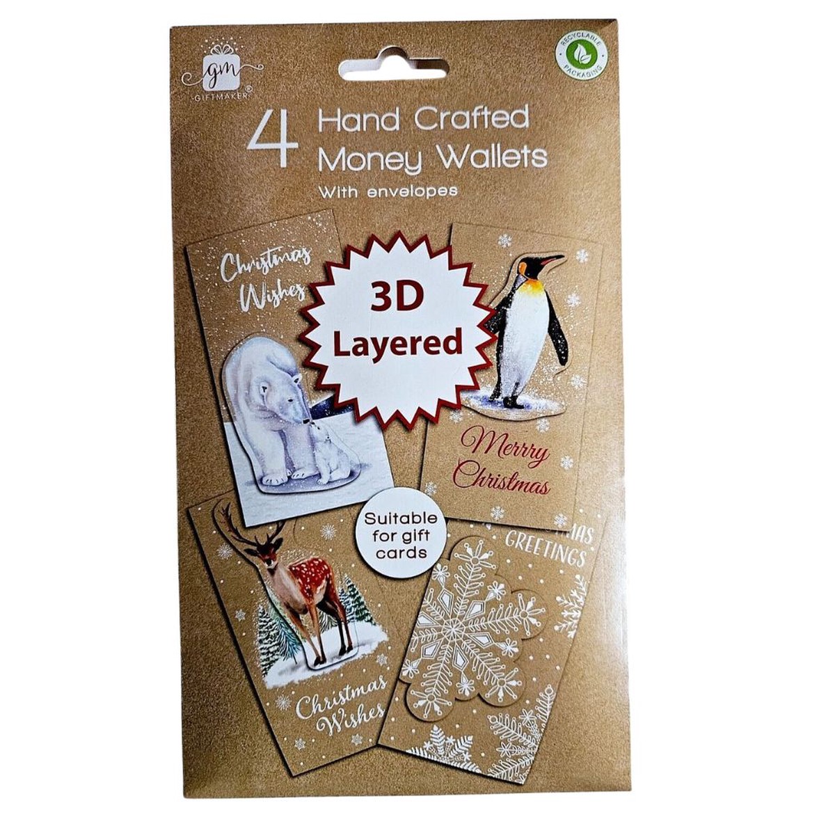 Giftmaker 3D Layered Hand Crafted Money Wallets – Pack of 4