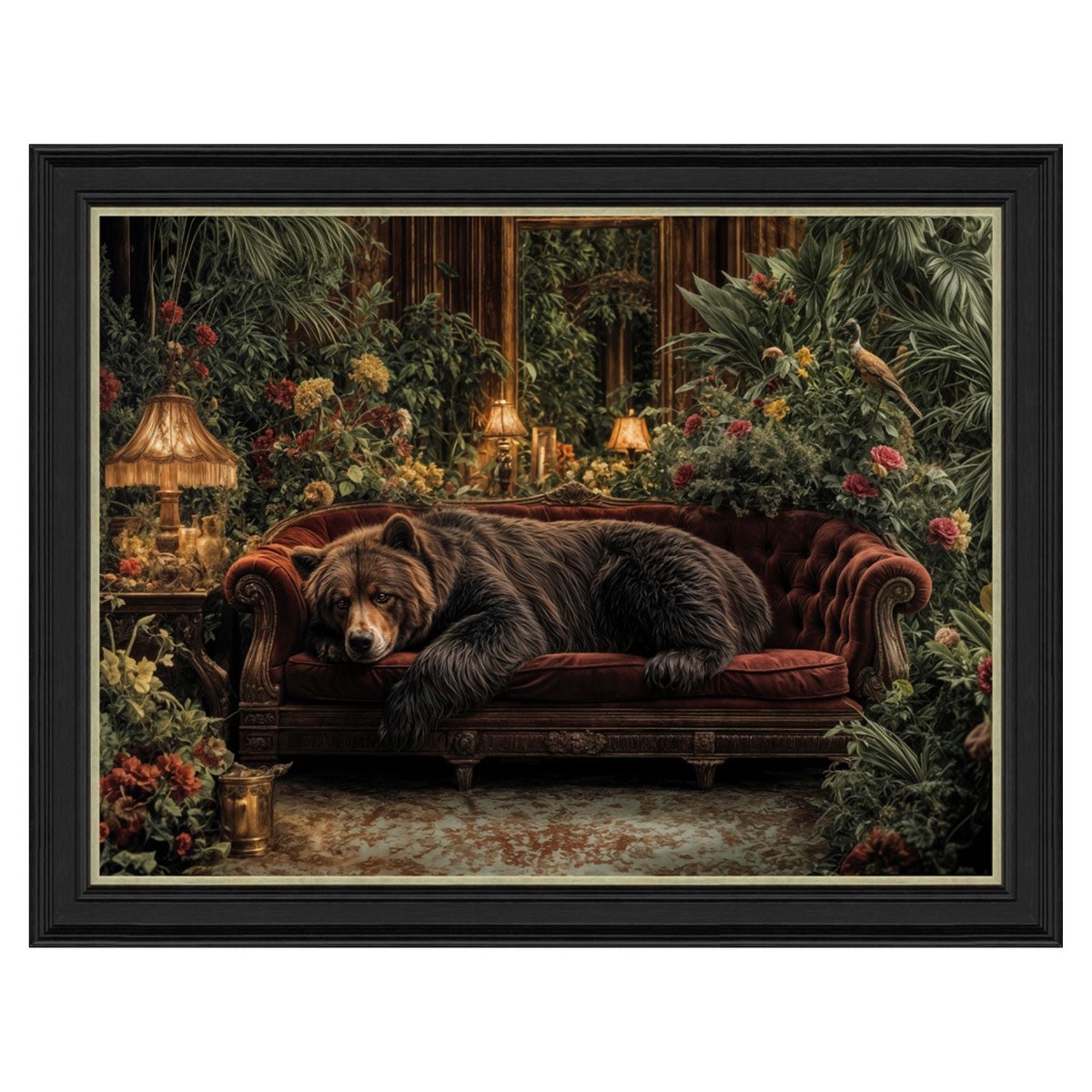 Artko 90cm Hand Finished ‘Lounging Bear’ Framed Print by Artko Designs