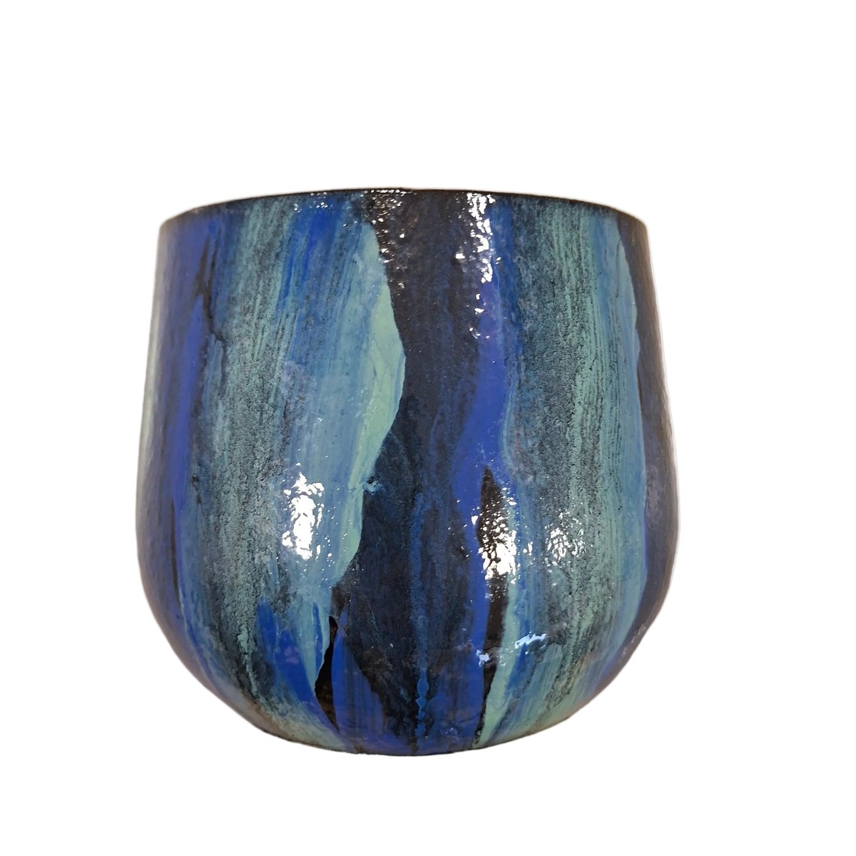 Mica Decorations 19cm Nigel Round Glazed Pot – Blue