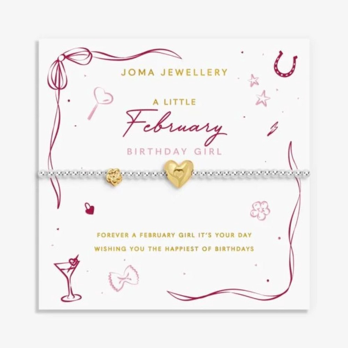 Joma Jewllery Birth Month A Little ‘February’ Bracelet in Silver and Gold Plating