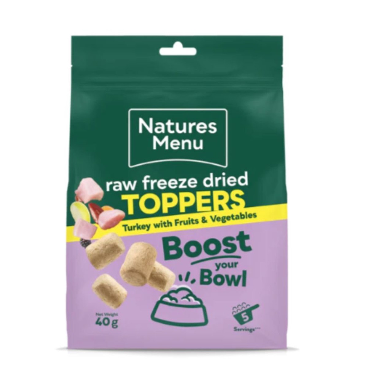 Natures Menu 40g Freeze Dried Turkey Toppers Dog Treats
