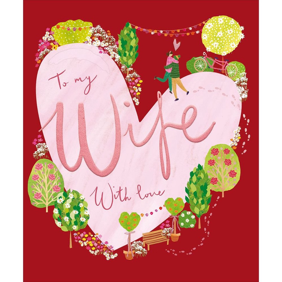 Woodmansterne Wife Hugging Couple in Heart Valentine’s Day Card
